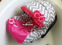 Infant Car seat Canopy Cover 3 Piece Whole Caboodle Baby Car Seat Cover Kit in Cotton